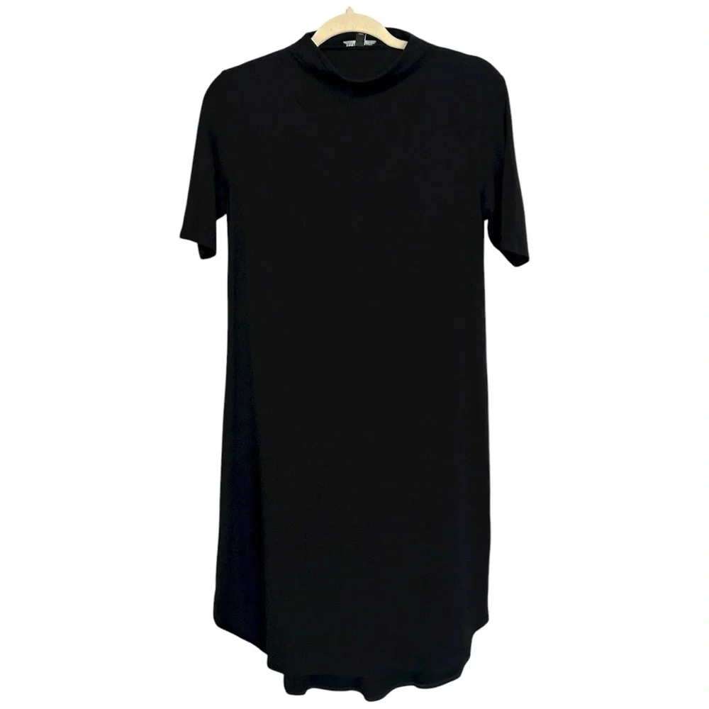 Eileen Fisher Women’s Jersey Mock Neck Elbow Sleeve Dress Sz PP‎